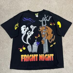 Vintage Scooby-Doo Fright Night Graphic T-Shirt Black XL